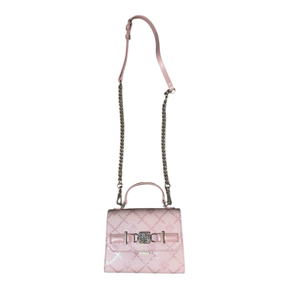 Steve Madden Pink Logo Pattern Purse with Brass Hardware Accents